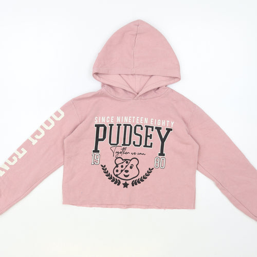 George Girls Pink Cotton Pullover Hoodie Size 9-10 Years Pullover - Pudsey