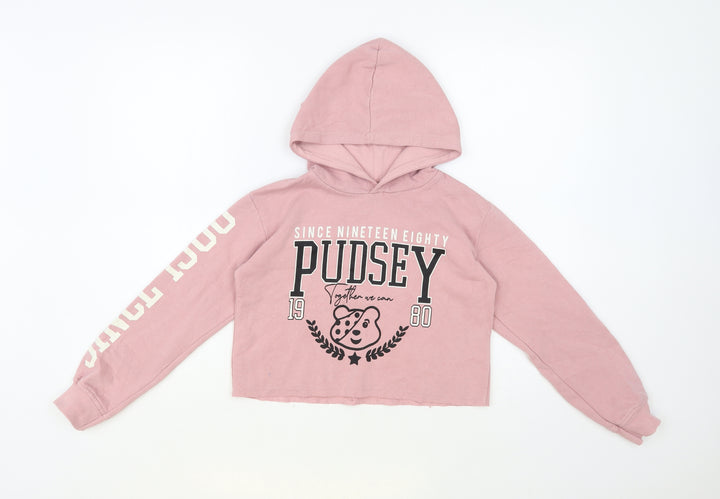 George Girls Pink Cotton Pullover Hoodie Size 9-10 Years Pullover - Pudsey