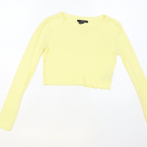FOREVER 21 Womens Yellow Viscose Basic T-Shirt Size M Crew Neck