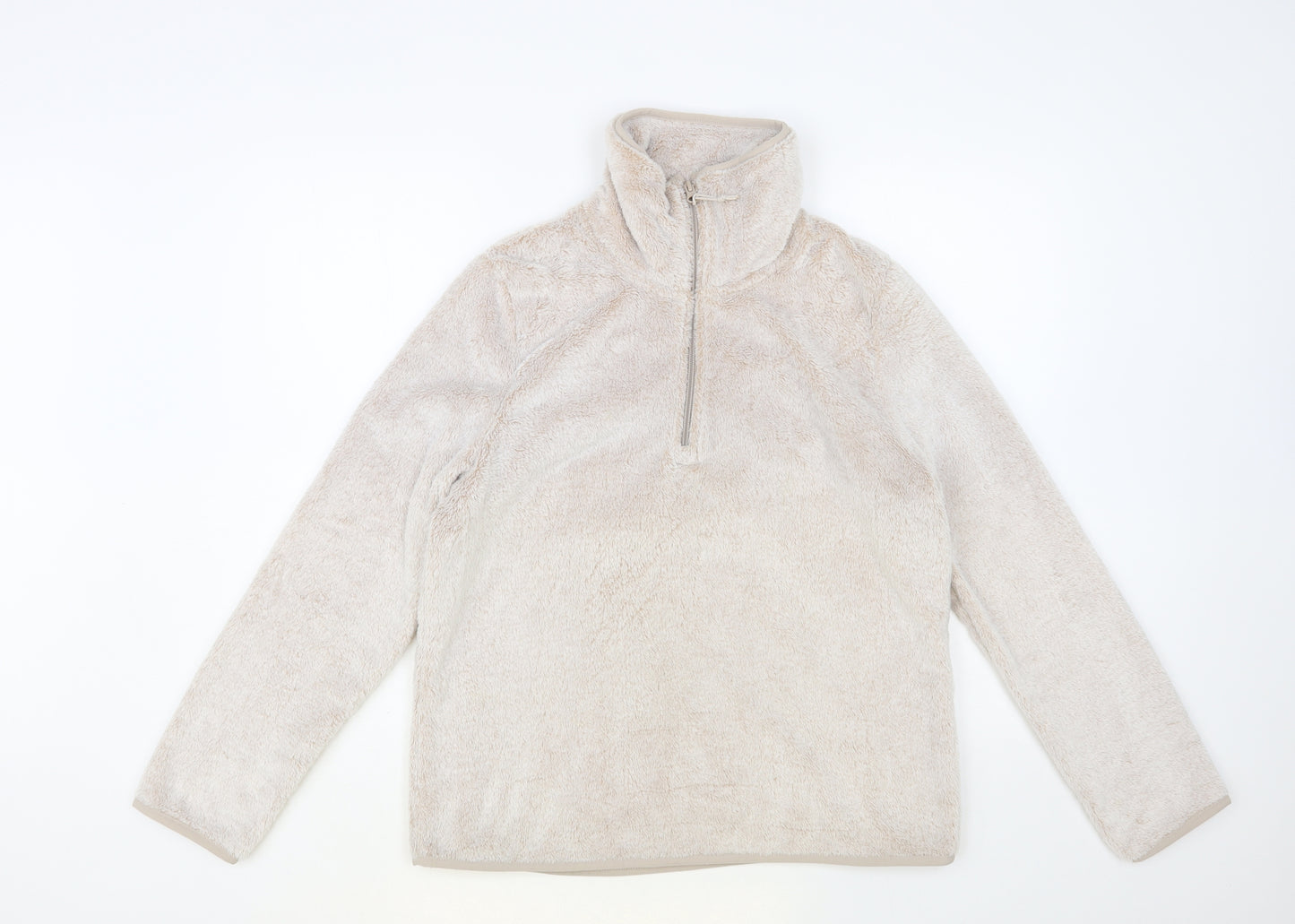 Crane Womens Beige Polyester Pullover Sweatshirt Size 14 Zip