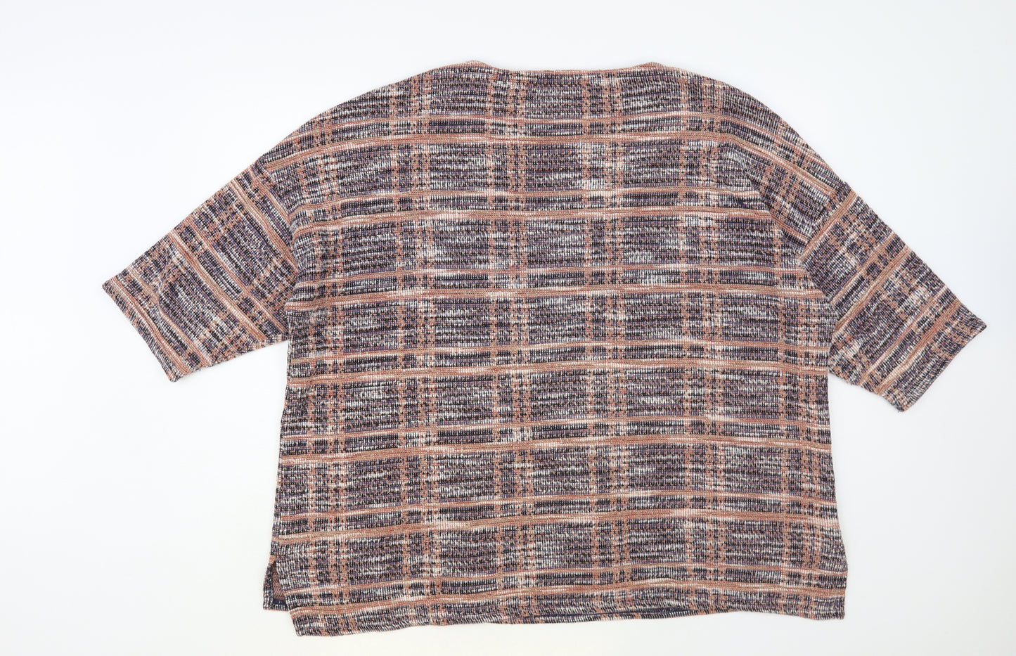 Nutmeg Womens Multicoloured Round Neck Check Polyester Pullover Jumper Size 24