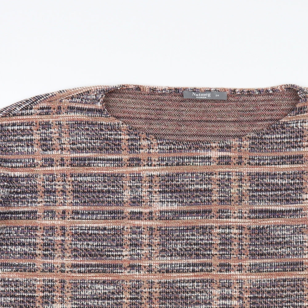Nutmeg Womens Multicoloured Round Neck Check Polyester Pullover Jumper Size 24