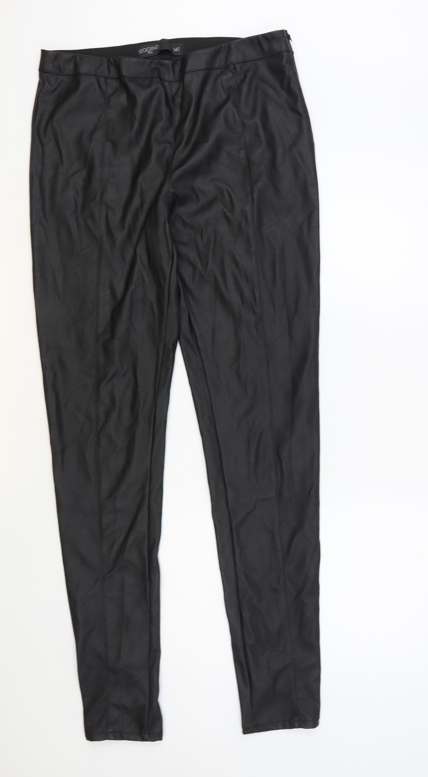 NEXT Womens Black Polyurethane Jegging Leggings Size 14 L33 in - Faux Leather Leggings