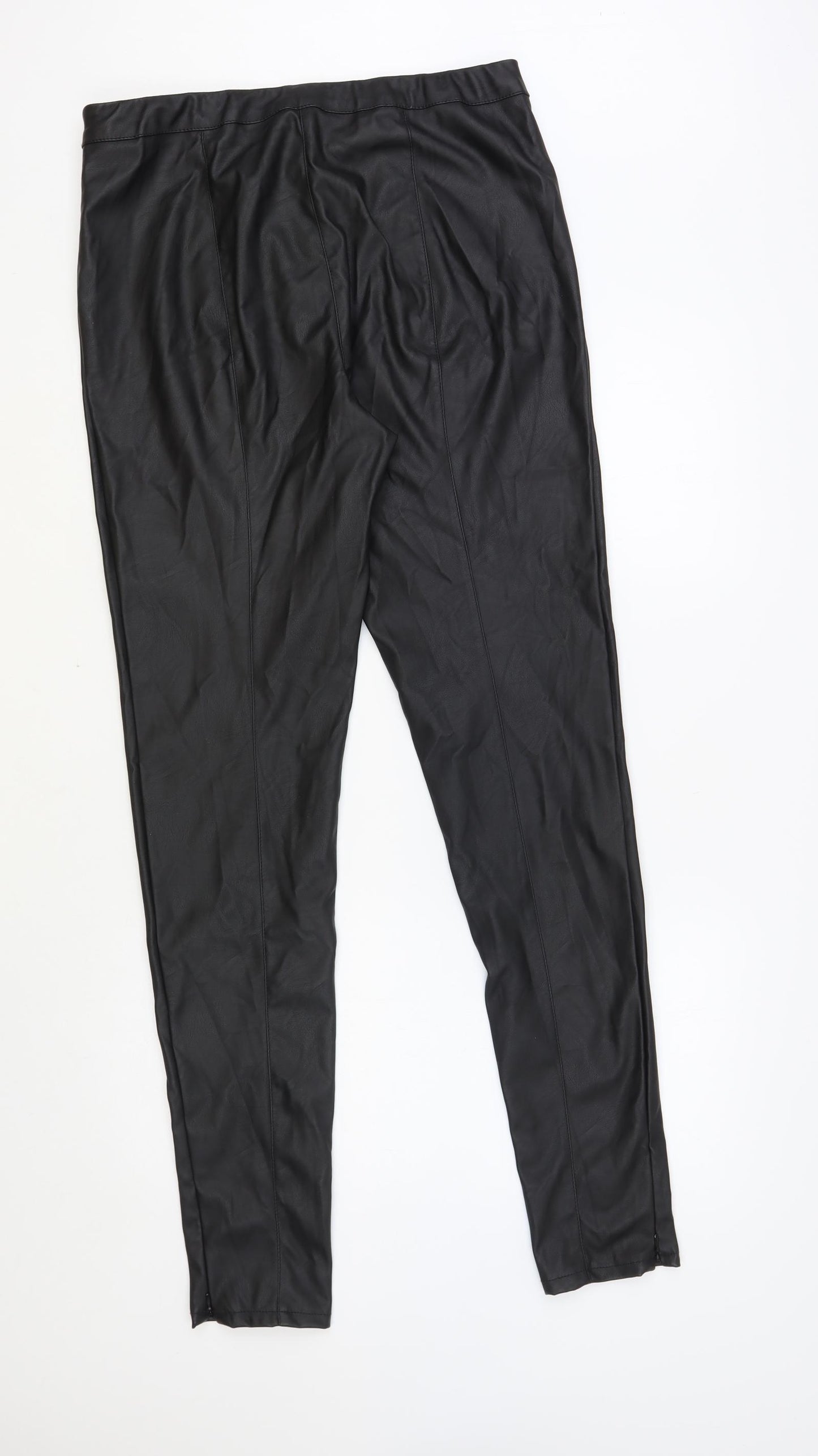 NEXT Womens Black Polyurethane Jegging Leggings Size 14 L33 in - Faux Leather Leggings