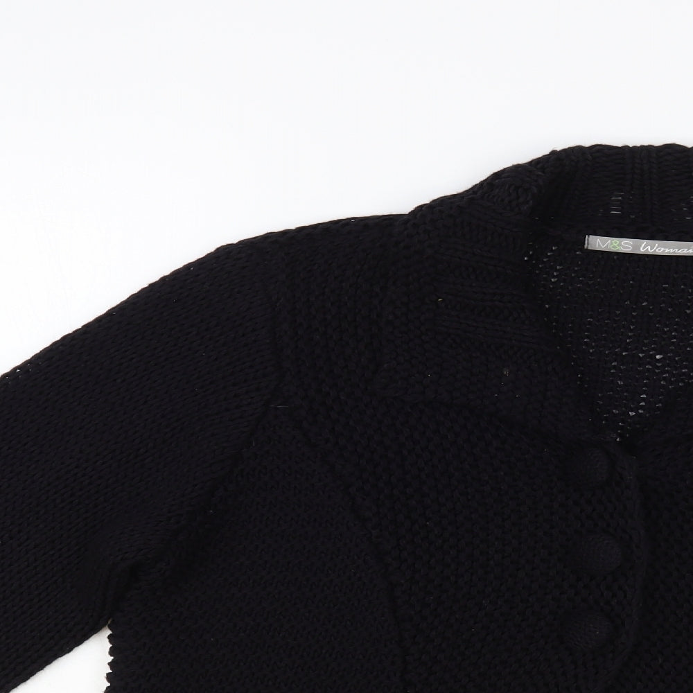 Marks and Spencer Womens Black Collared Acrylic Cardigan Jumper Size 18