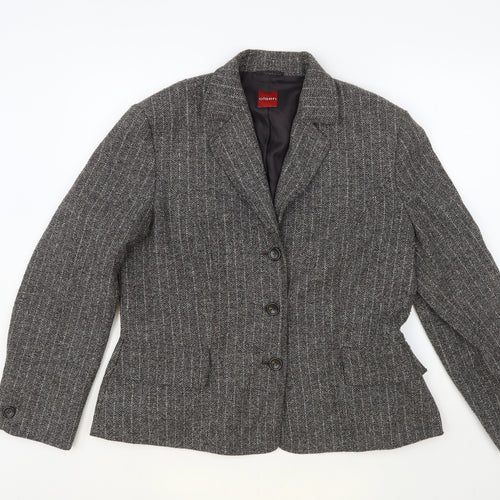 Olsen Womens Grey Striped Jacket Blazer Size 16 Button