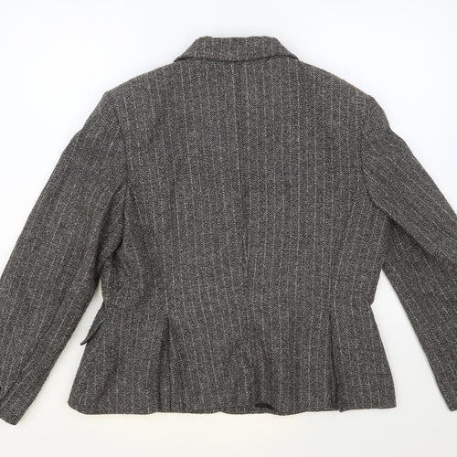 Olsen Womens Grey Striped Jacket Blazer Size 16 Button