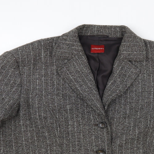Olsen Womens Grey Striped Jacket Blazer Size 16 Button