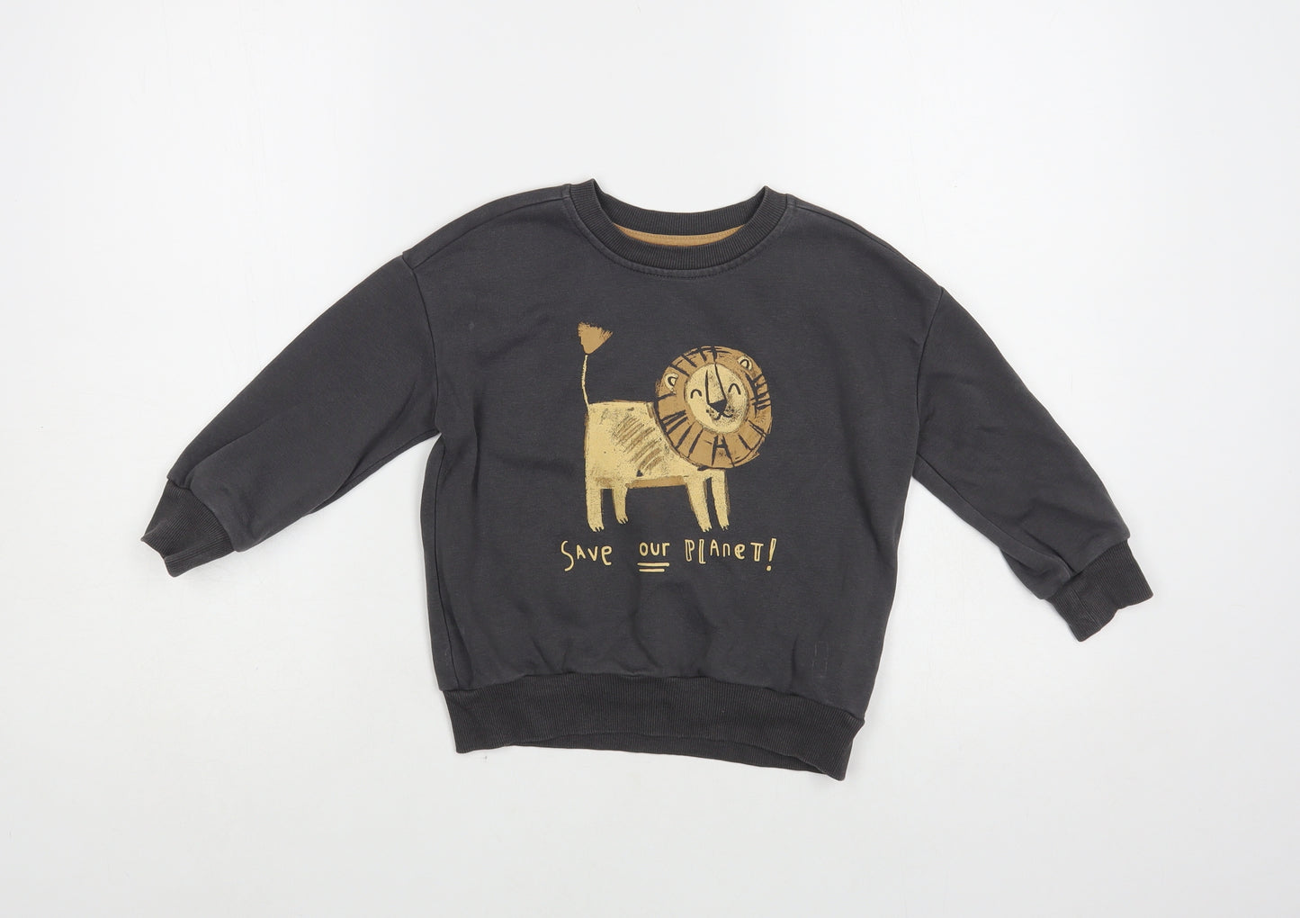 George Boys Grey Cotton Pullover Sweatshirt Size 2-3 Years Pullover - Cute Lion