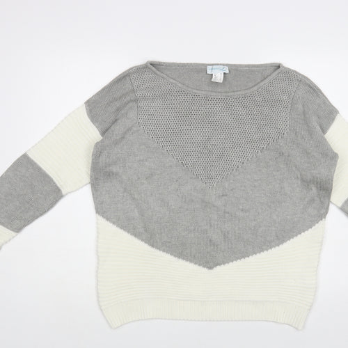 Creationz Womens Grey Boat Neck Cotton Cardigan Jumper Size 16