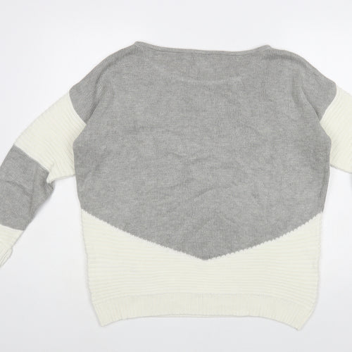 Creationz Womens Grey Boat Neck Cotton Cardigan Jumper Size 16