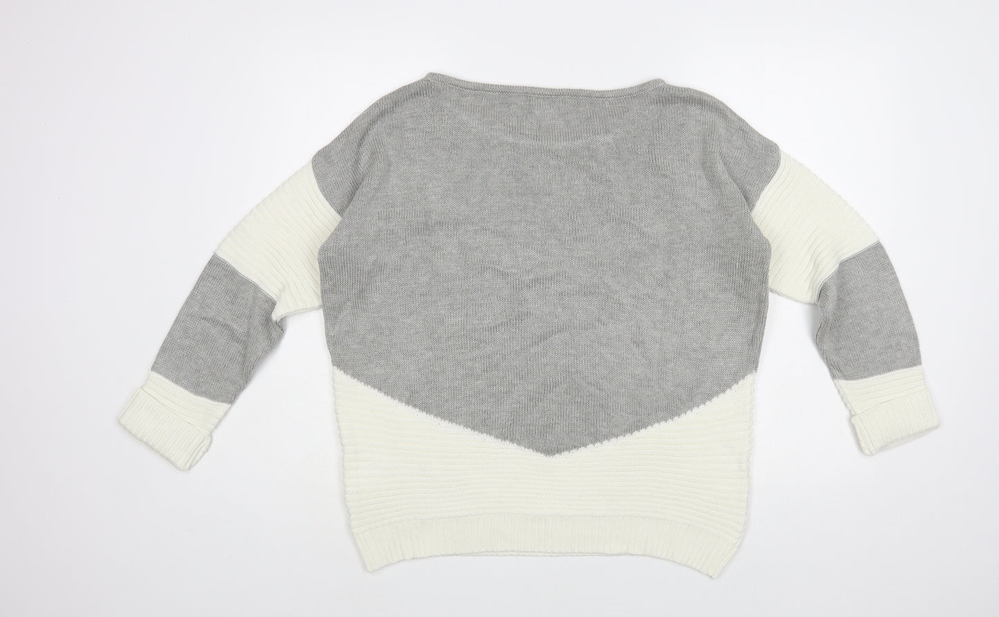 Creationz Womens Grey Boat Neck Cotton Cardigan Jumper Size 16