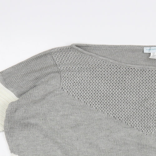 Creationz Womens Grey Boat Neck Cotton Cardigan Jumper Size 16