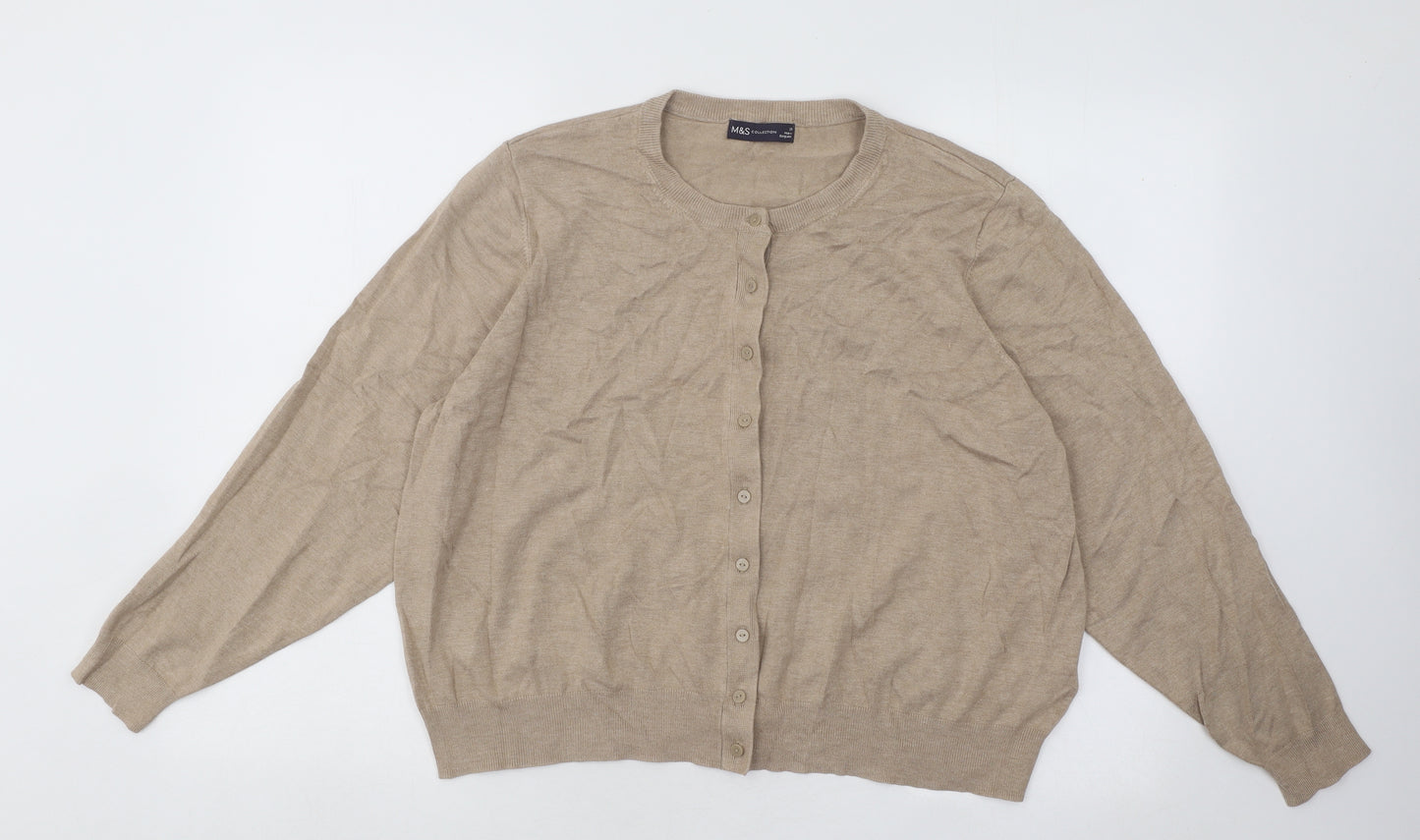 Marks and Spencer Womens Beige Round Neck Viscose Cardigan Jumper Size 24