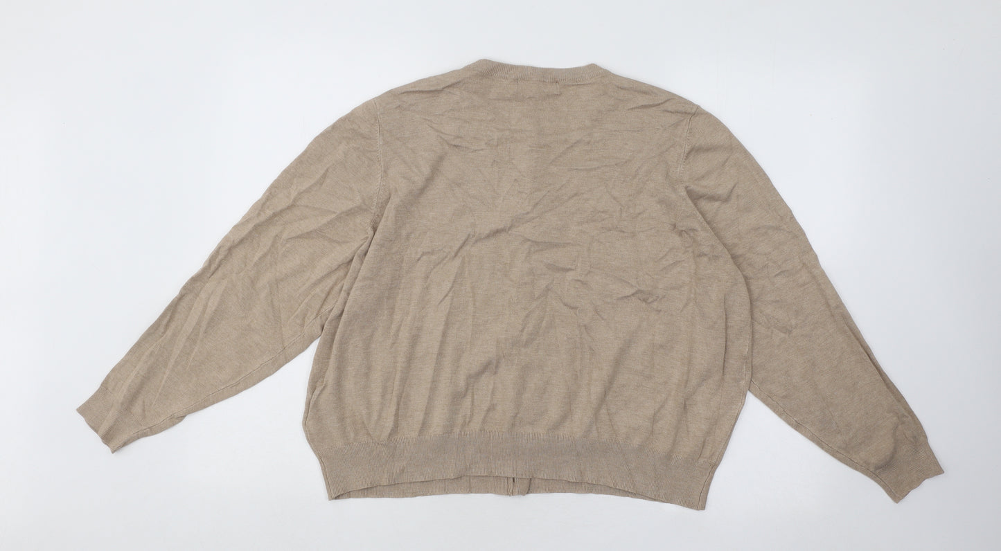 Marks and Spencer Womens Beige Round Neck Viscose Cardigan Jumper Size 24