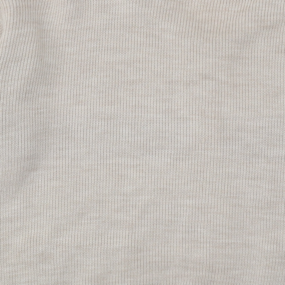 Guv'nors Mens Beige V-Neck Fair Isle Acrylic Full Zip Jumper Size L