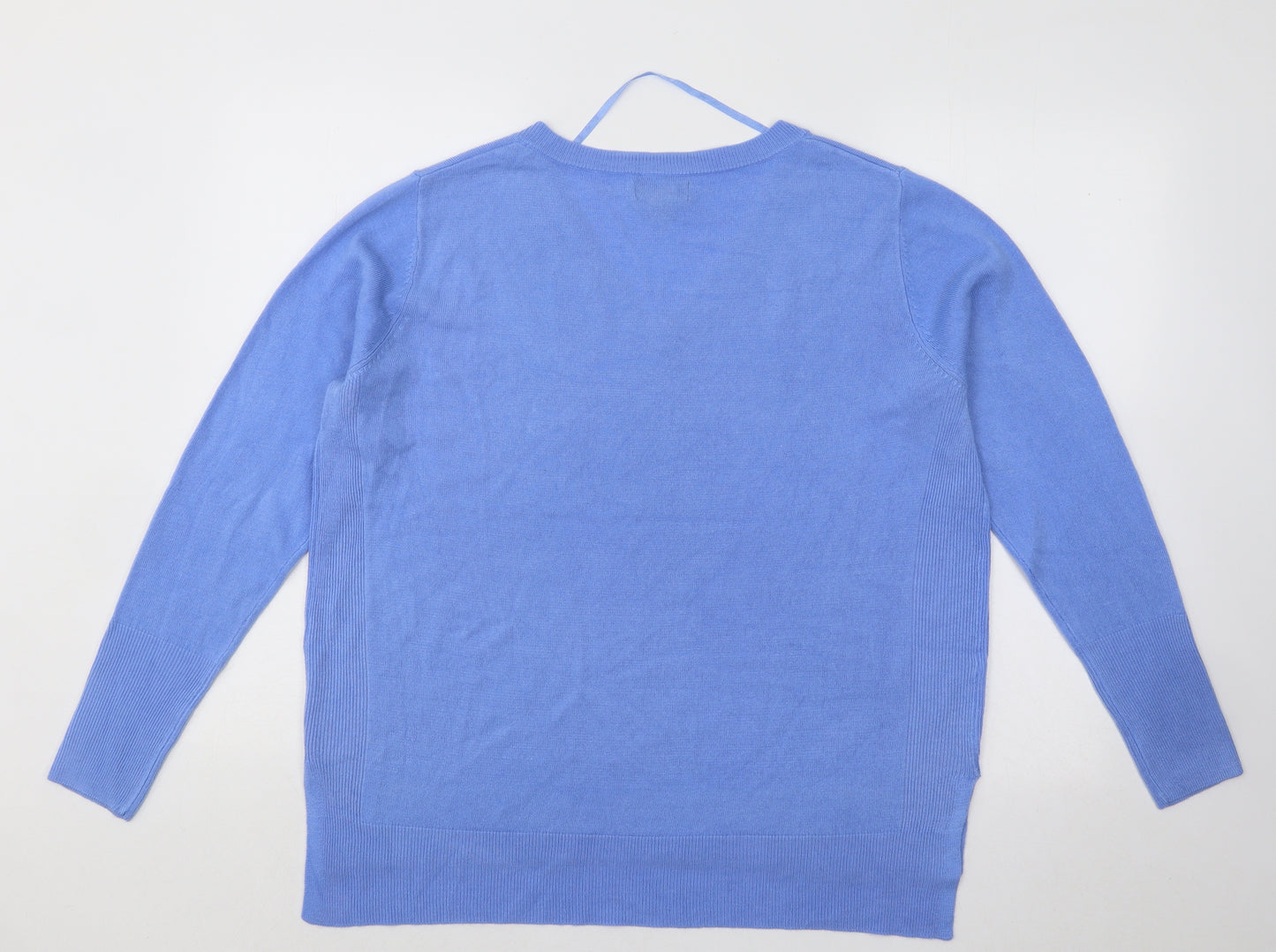 Primark Womens Blue V-Neck Acrylic Pullover Jumper Size 14
