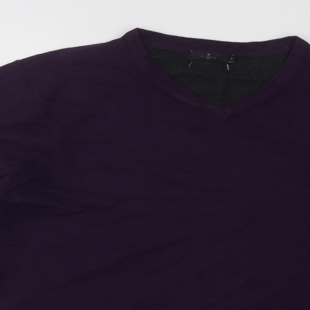 Jeff Banks Mens Purple V-Neck Cotton Pullover Jumper Size M