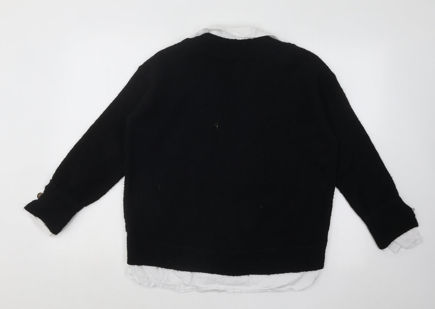 River Island Womens Black V-Neck Acrylic Pullover Jumper Size XS