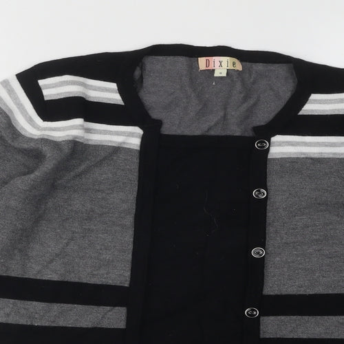 Dixie Womens Grey Round Neck Striped Viscose Pullover Jumper Size S