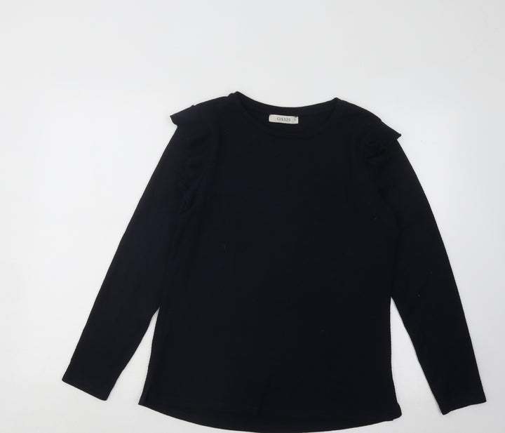 Oasis Womens Blue Round Neck Acrylic Pullover Jumper Size M