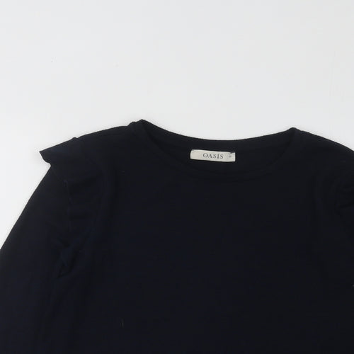 Oasis Womens Blue Round Neck Acrylic Pullover Jumper Size M