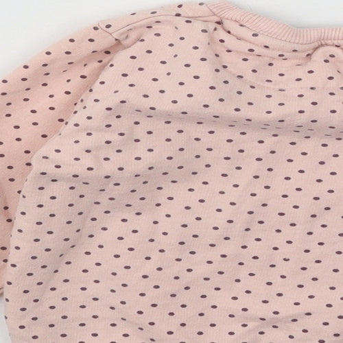 Pep&Co Girls Pink Polka Dot Cotton Pullover Sweatshirt Size 2-3 Years Pullover - Rabbit