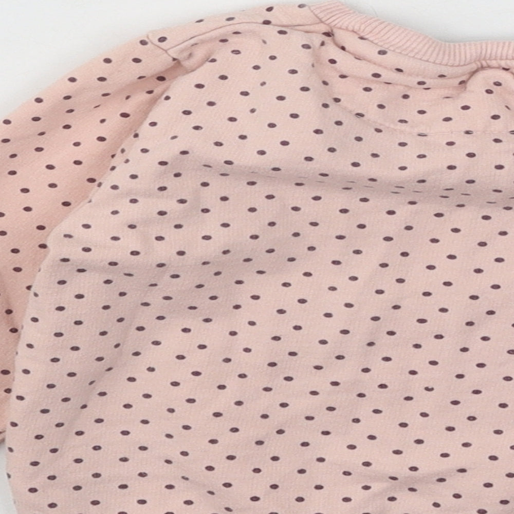 Pep&Co Girls Pink Polka Dot Cotton Pullover Sweatshirt Size 2-3 Years Pullover - Rabbit
