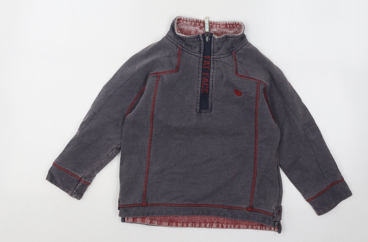 Fat Face Boys Grey Cotton Pullover Sweatshirt Size 4-5 Years Zip