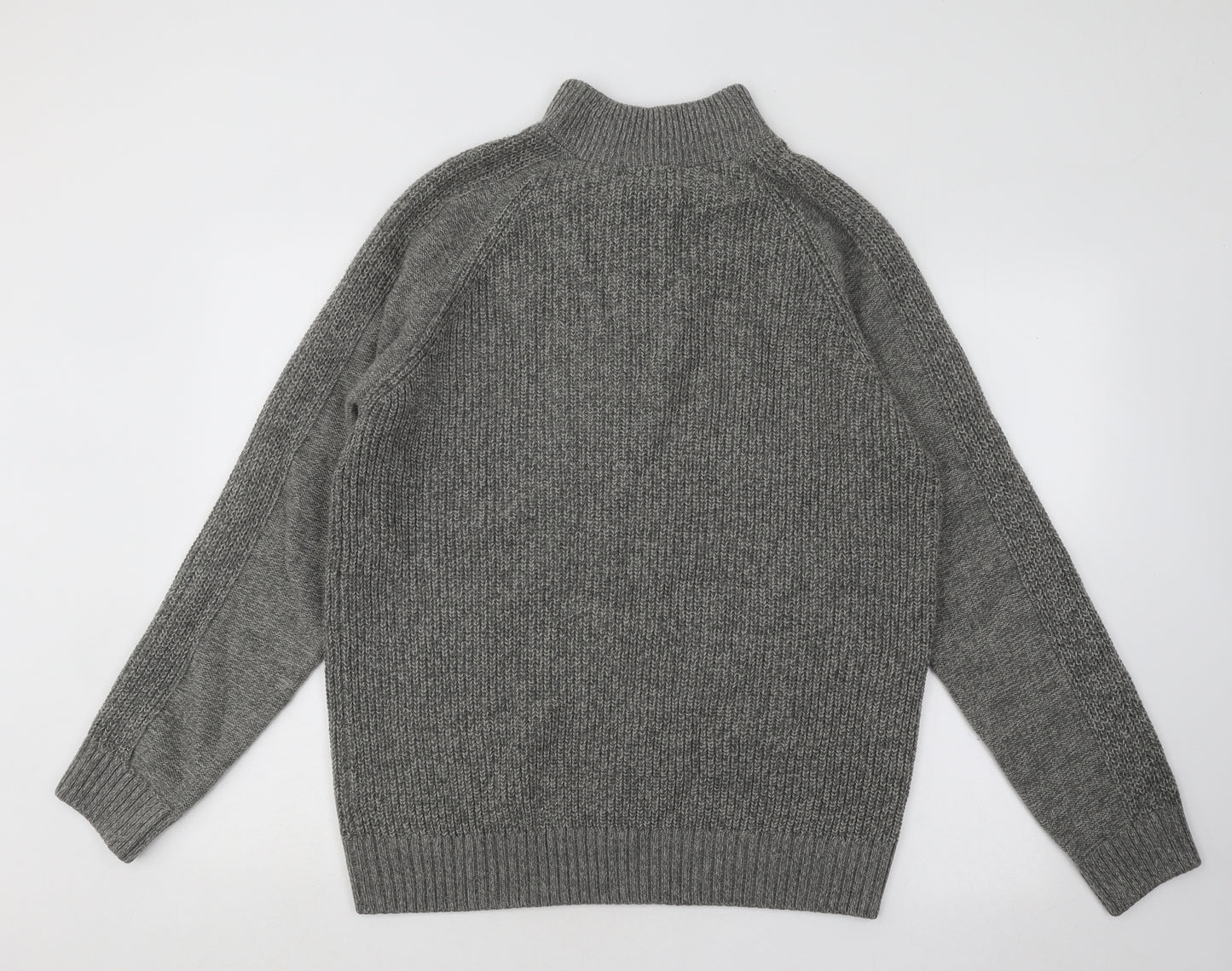 Marks and Spencer Mens Grey Mock Neck Acrylic Pullover Jumper Size L