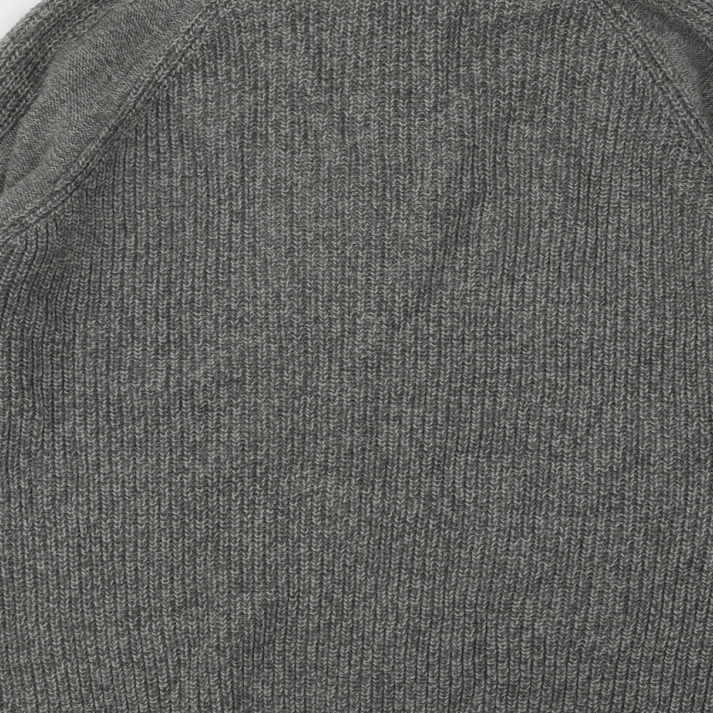 Marks and Spencer Mens Grey Mock Neck Acrylic Pullover Jumper Size L