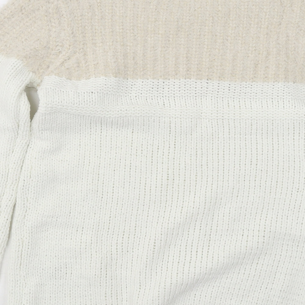 Papaya Womens Beige Round Neck Polyimide Pullover Jumper Size M