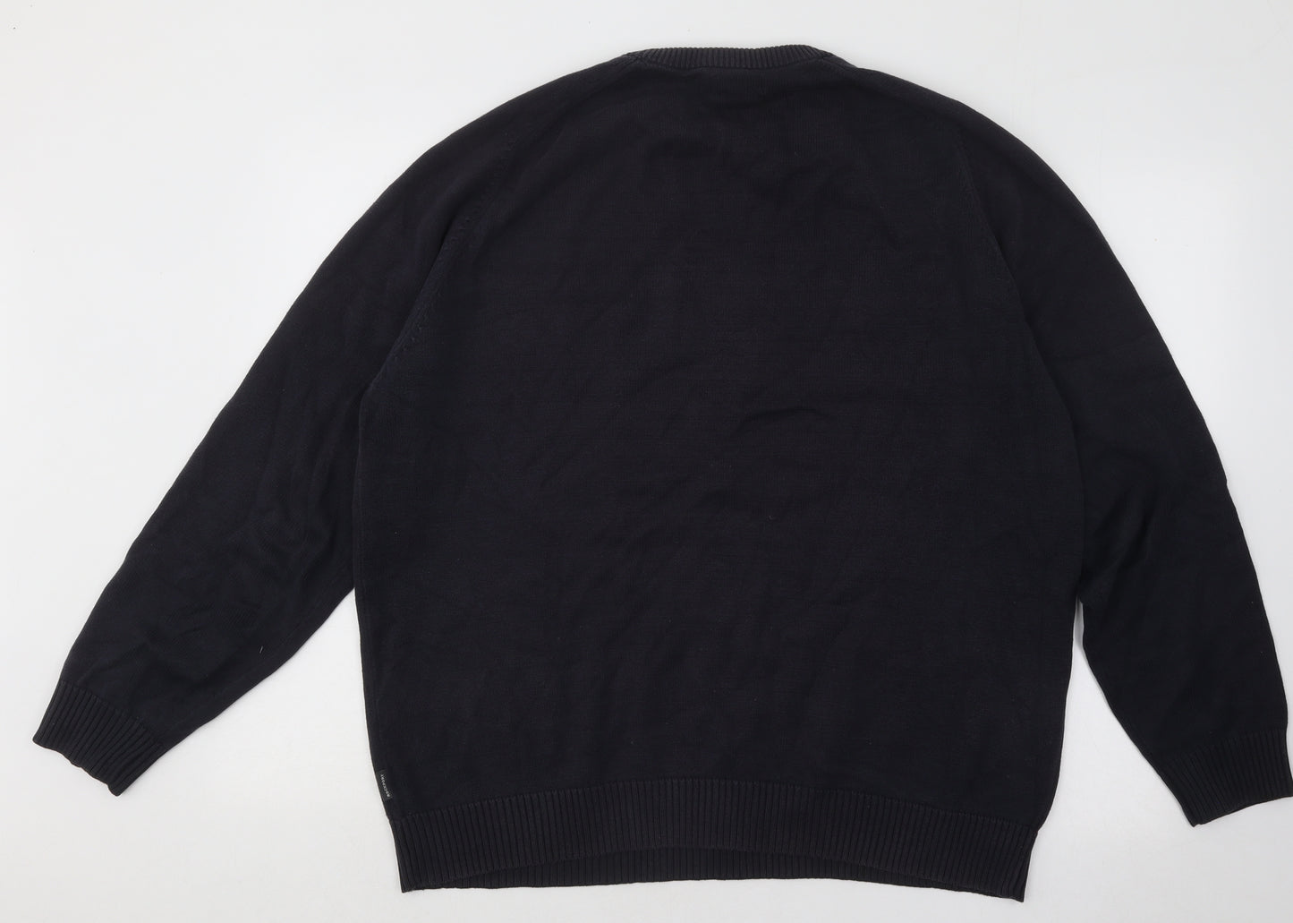 Rockport Mens Blue Round Neck Cotton Pullover Jumper Size L