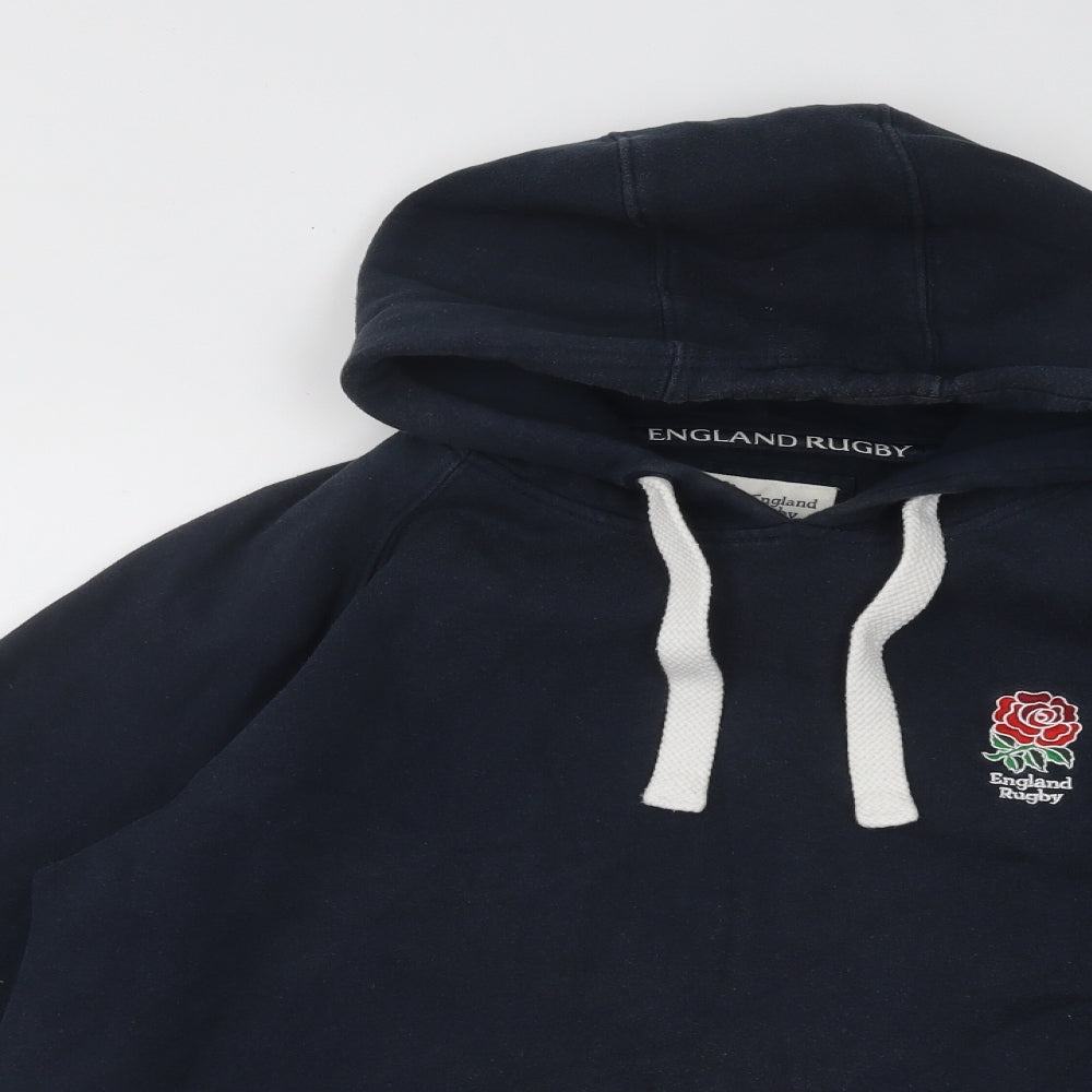 England Rugby Mens Blue Cotton Pullover Hoodie Size M