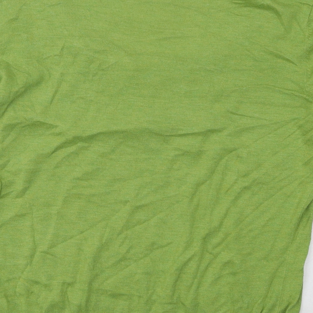Per Una Womens Green Scoop Neck Geometric Cotton Pullover Jumper Size 12