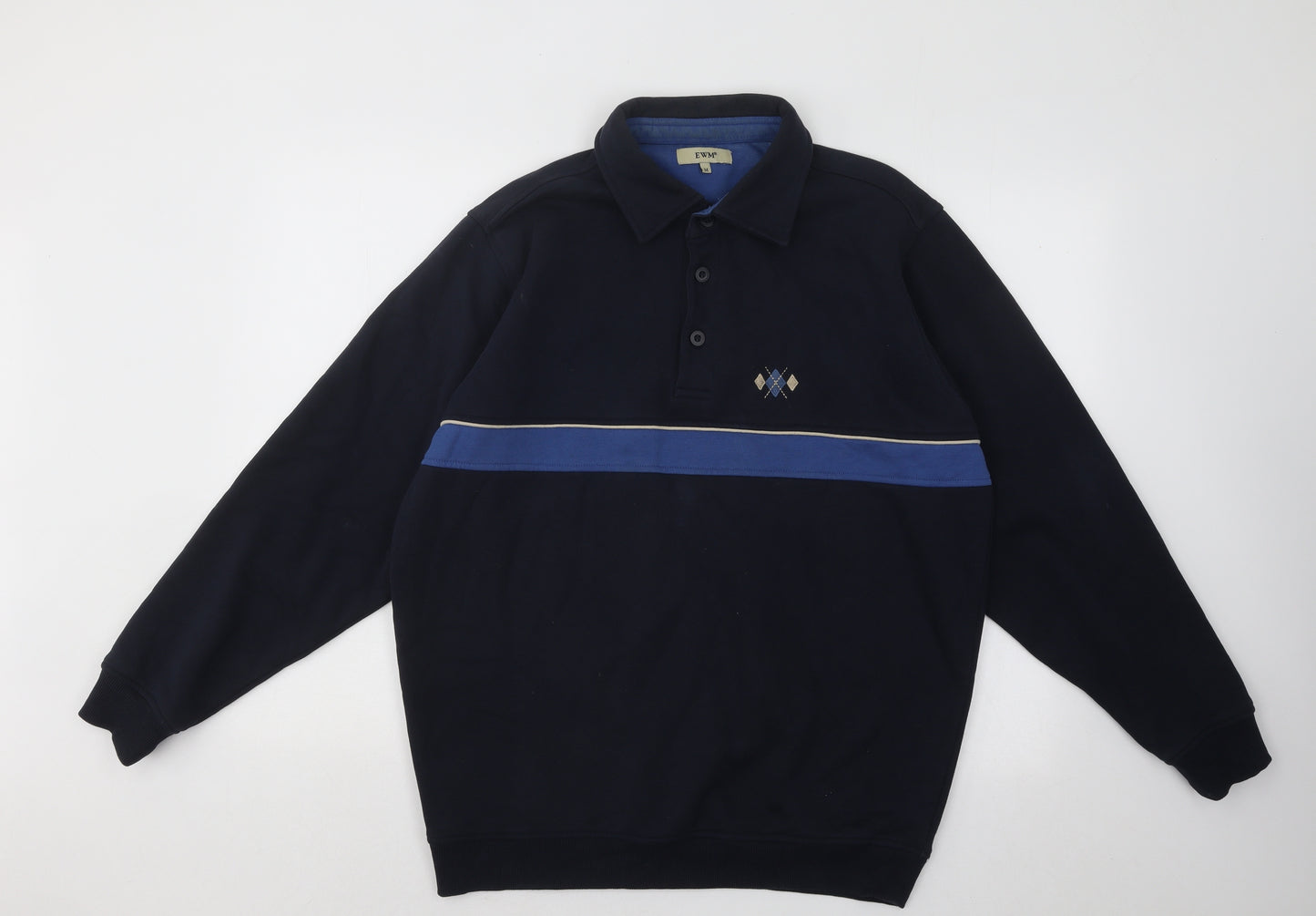 EWM Mens Blue Cotton Pullover Sweatshirt Size M