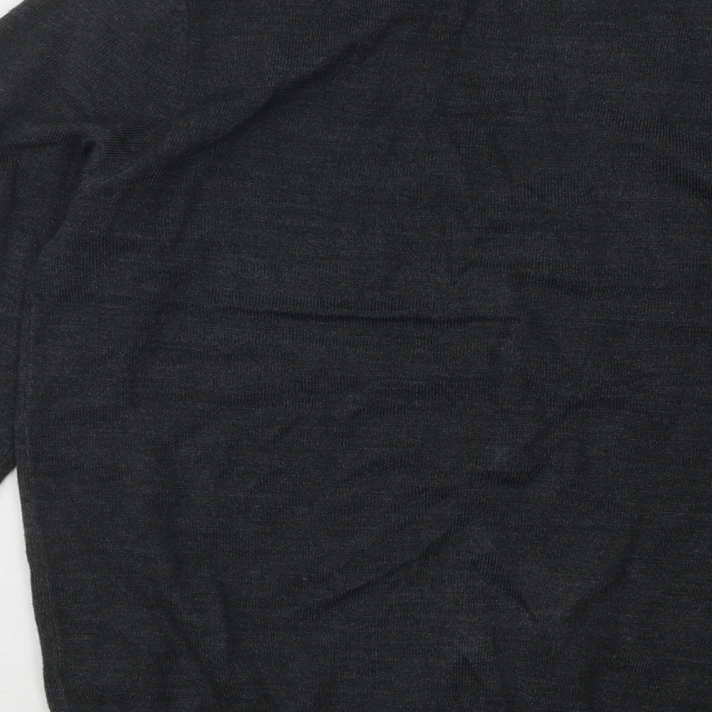 F&F Mens Grey V-Neck Acrylic Cardigan Jumper Size S