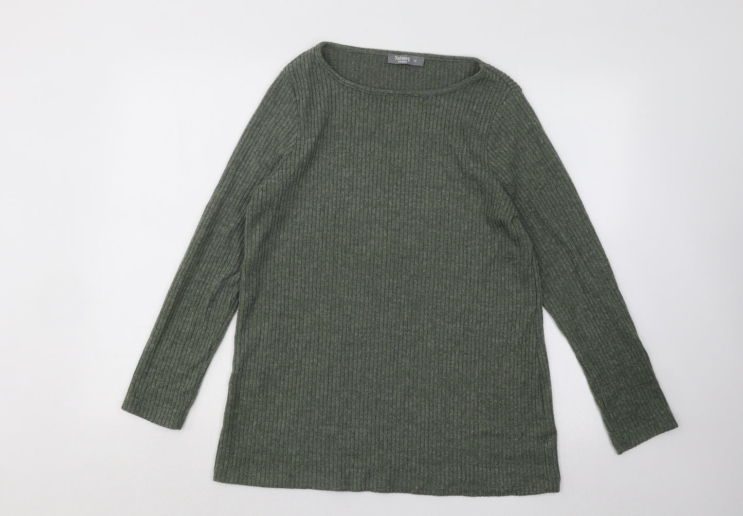 Nutmeg Womens Green Round Neck Polyester Pullover Jumper Size 12
