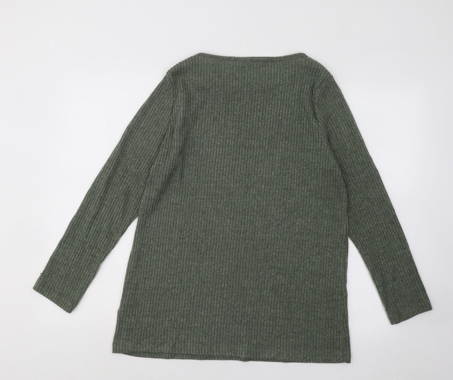 Nutmeg Womens Green Round Neck Polyester Pullover Jumper Size 12
