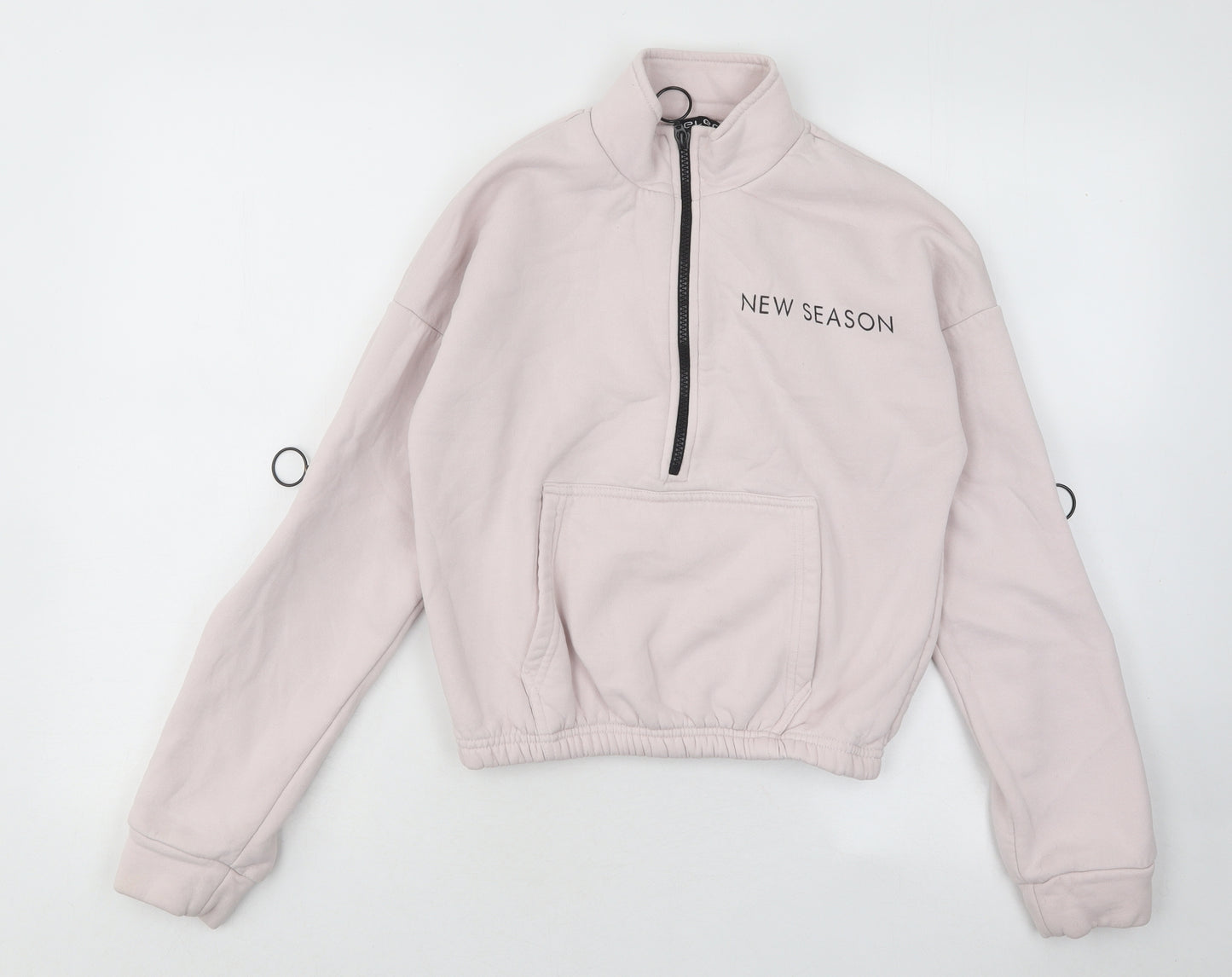 Select Womens Pink Cotton Pullover Sweatshirt Size S Zip - New Season