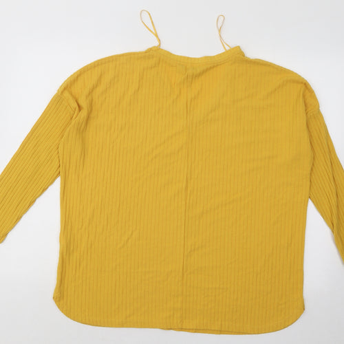New Look Womens Yellow V-Neck Polyester Pullover Jumper Size 10