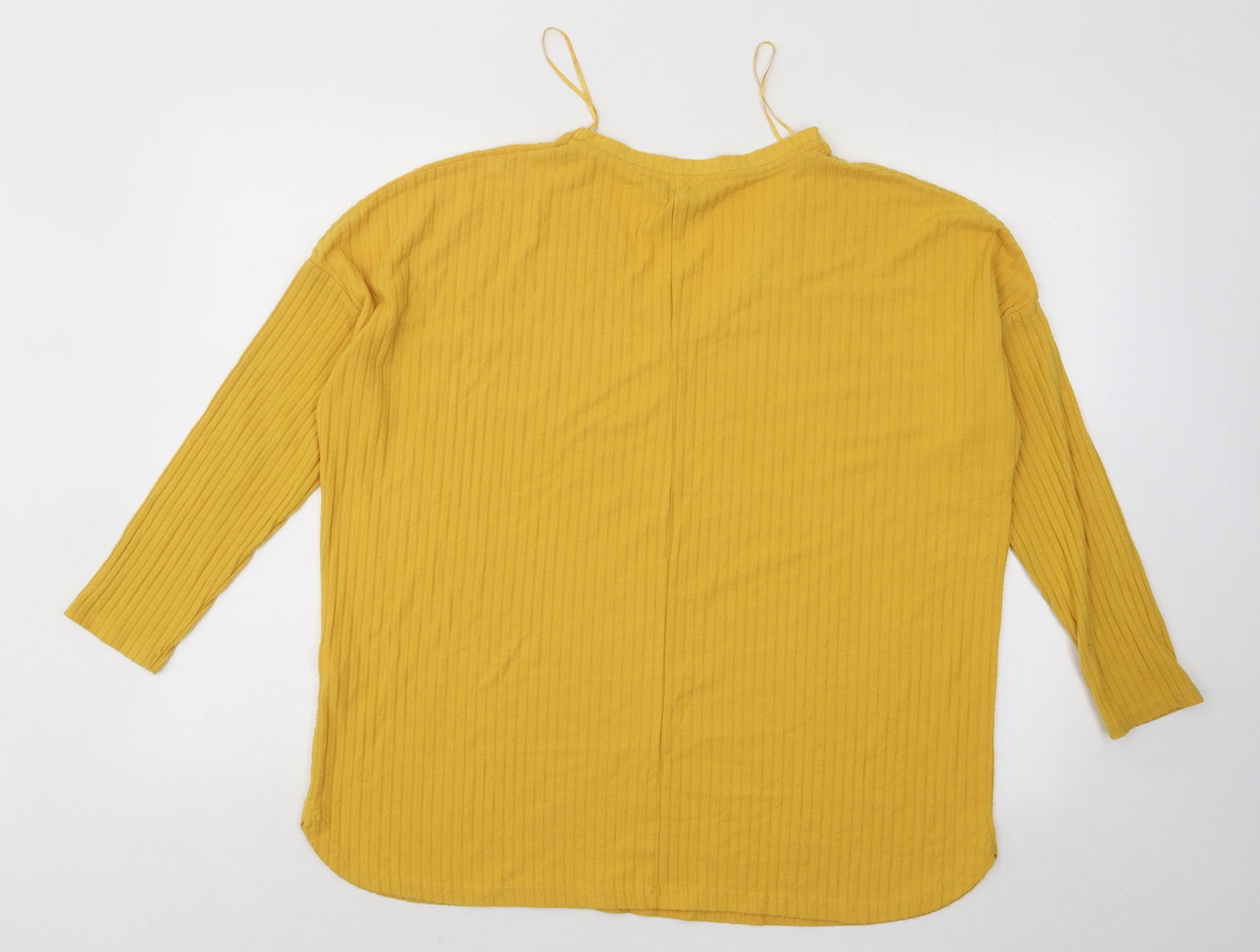 New Look Womens Yellow V-Neck Polyester Pullover Jumper Size 10