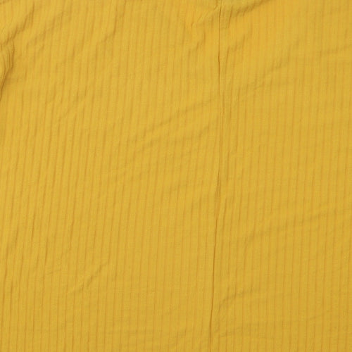 New Look Womens Yellow V-Neck Polyester Pullover Jumper Size 10