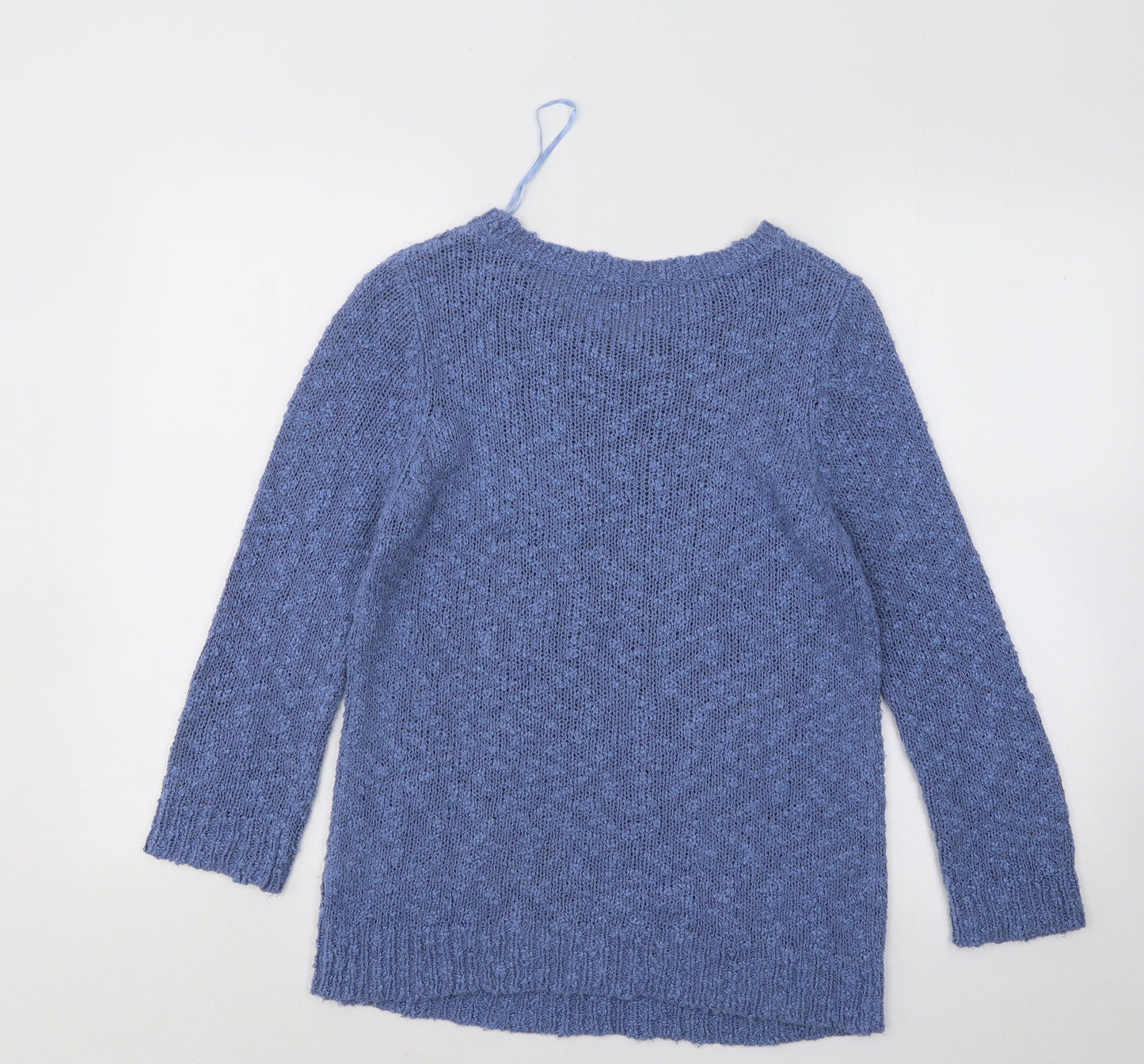 BHS Womens Blue Round Neck Geometric Acrylic Pullover Jumper Size 12