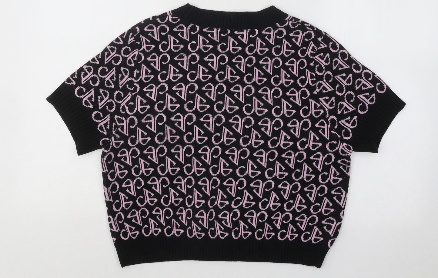 Divided by H&M Womens Pink Round Neck Geometric Acrylic Pullover Jumper Size L