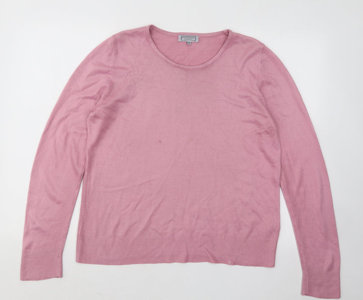 Debenhams Womens Pink Round Neck Acrylic Pullover Jumper Size 14