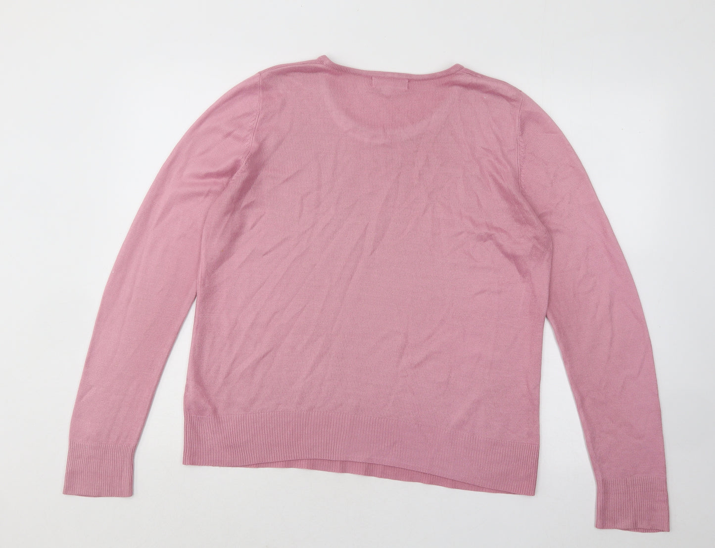 Debenhams Womens Pink Round Neck Acrylic Pullover Jumper Size 14