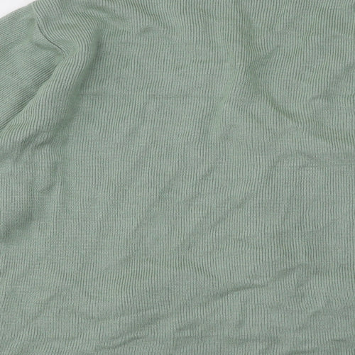 Gold Leaf Womens Green V-Neck Floral Acrylic Cardigan Jumper Size L