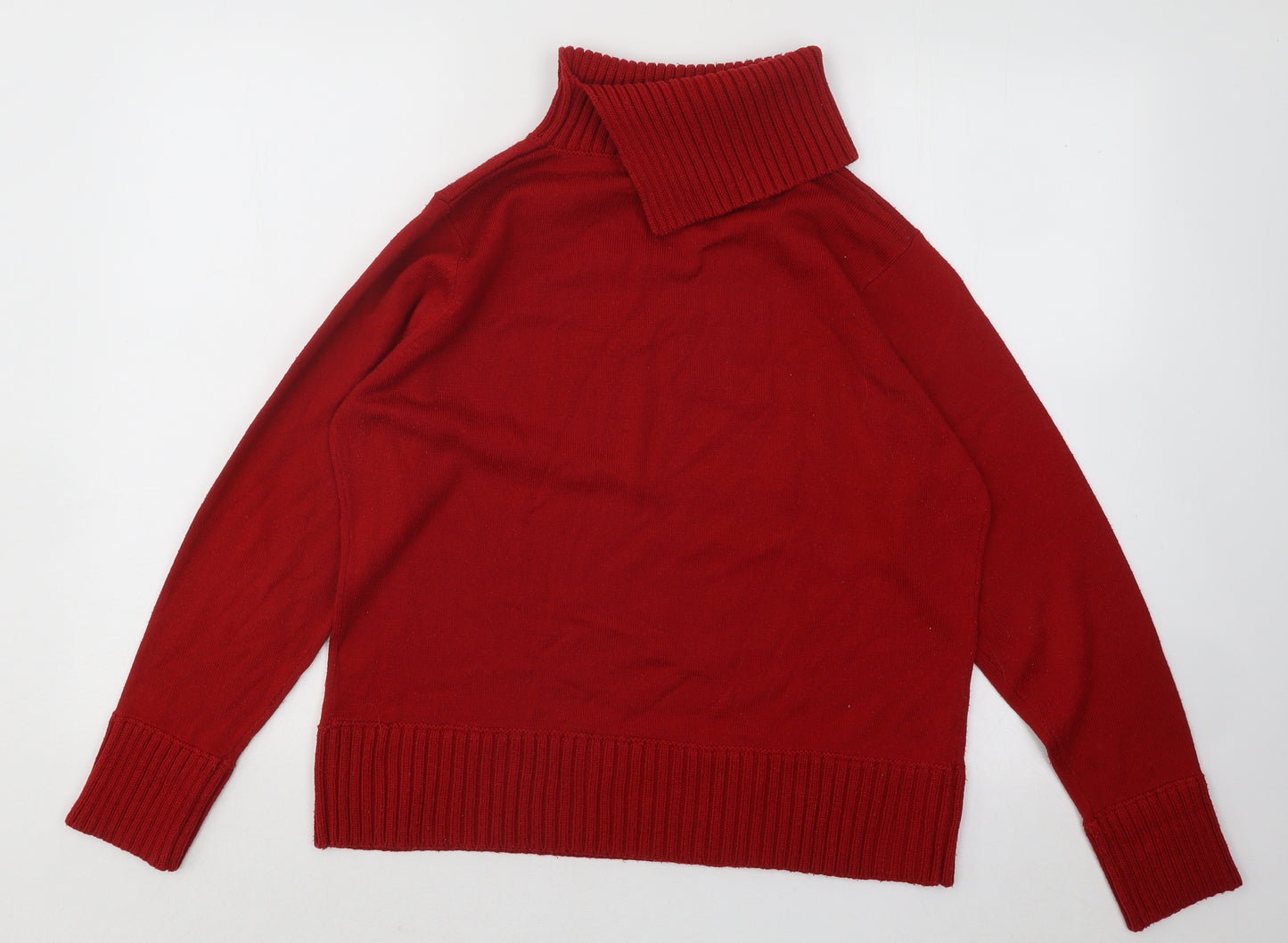 Bonmarché Womens Red Roll Neck Acrylic Pullover Jumper Size M