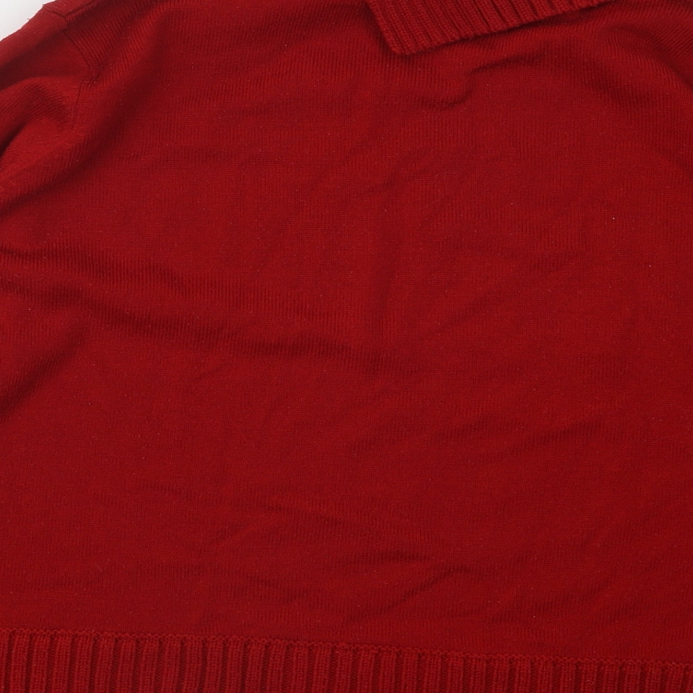 Bonmarché Womens Red Roll Neck Acrylic Pullover Jumper Size M